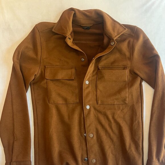 H&M Jackets & Blazers - H&M Brown Brushed Cotton Blend Shirt  Jacket Metal Buttons Womens XS
